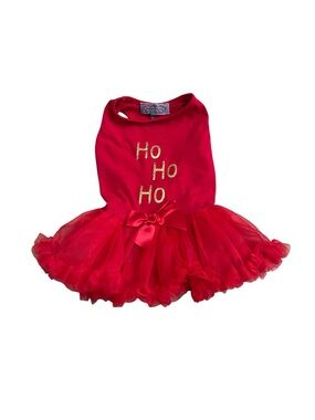 Pawpatu Holiday Christmas “Ho Ho Ho” tulle dog dress - medium
